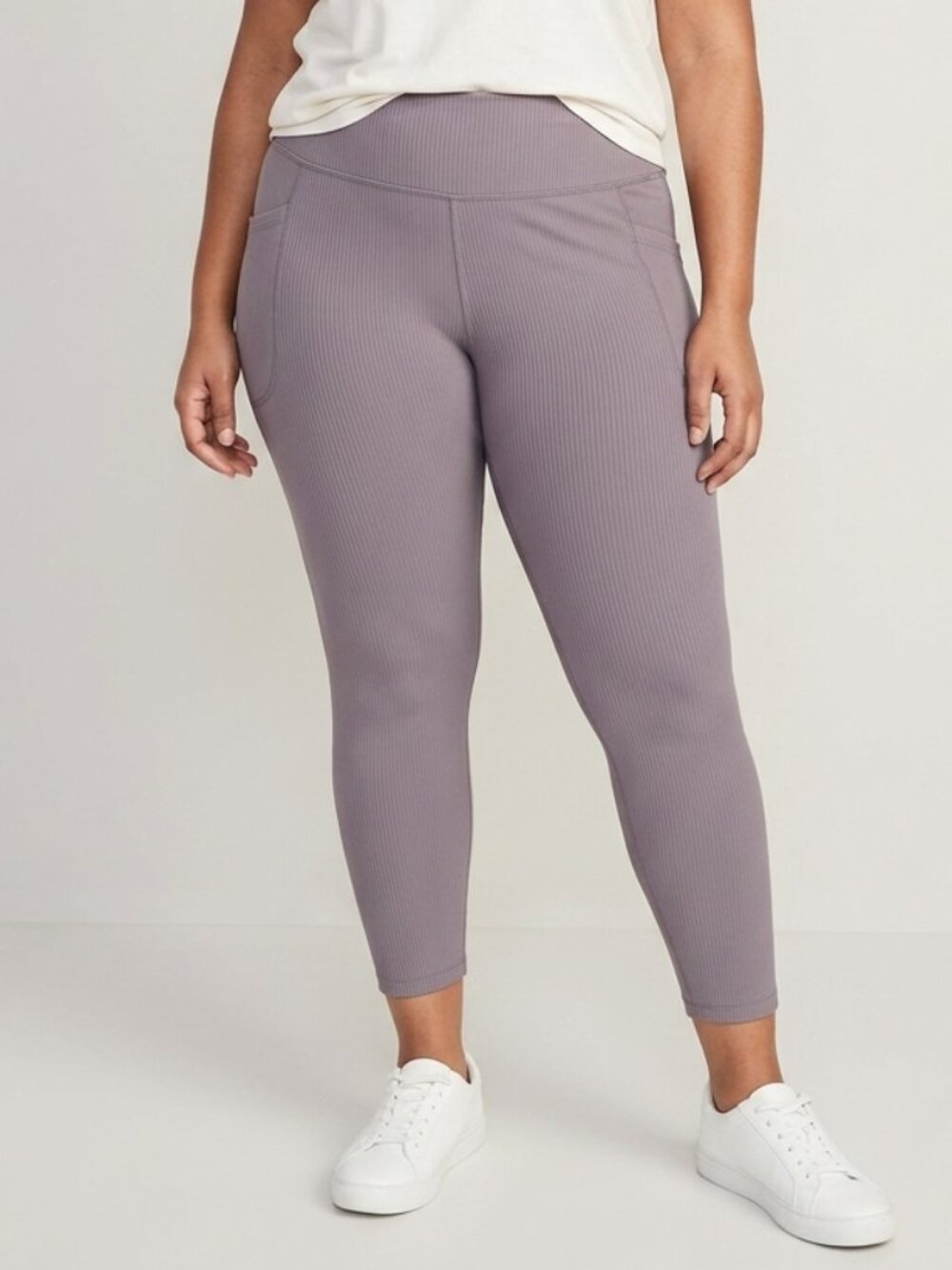 Old Navy NWT Women's Size 2X Gray Ribbed High-Rise 7/8 Powersoft Leggings